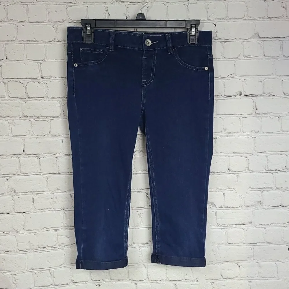 Justice Girls Jeggings Size 16 Blue Stretch Pull On Skinny Capri Jeans School